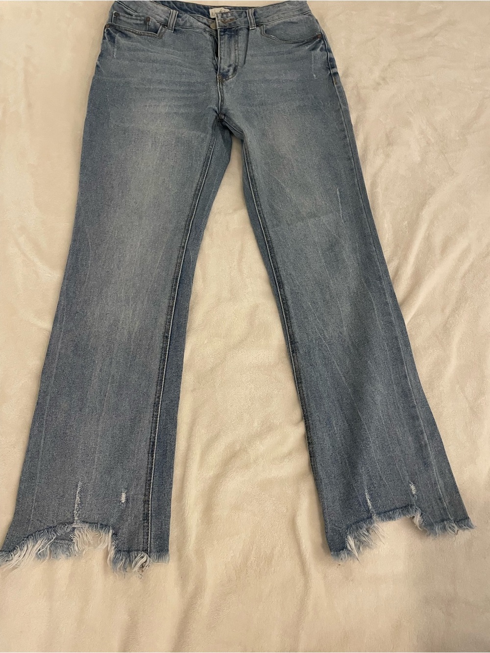 Wonderly Women's Distressed Light Blue Straight-Leg Jeans